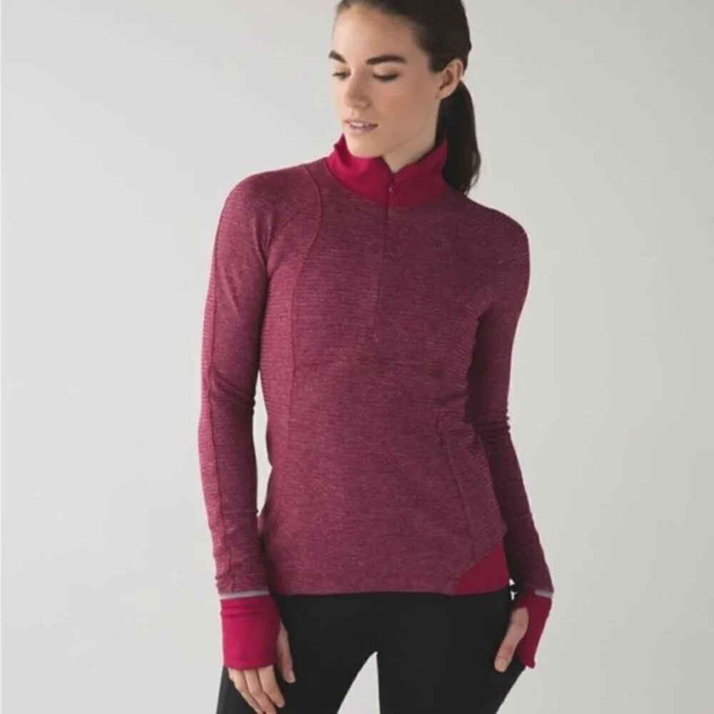 Lululemon Runderful 1/2 Zip Pullover size 6 Berry Rumble